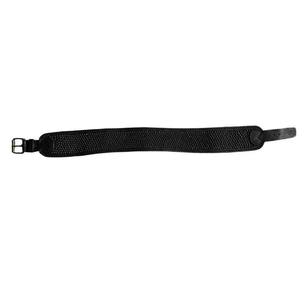 Motif 56 Belt Womens Small Black Leather Textured Wide Buckle Handmade Morocco